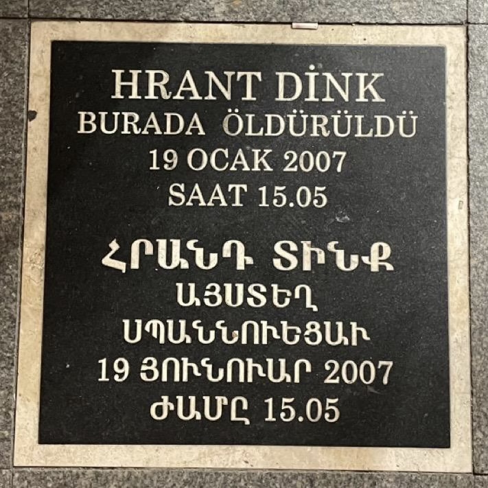 Hrant Dink memorial plaque